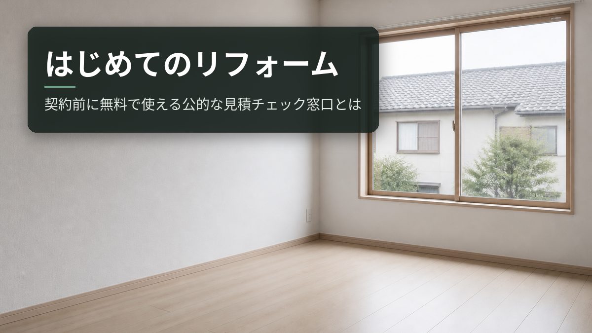 はじめてのリフォーム｜契約前に無料で使える公的な見積チェック窓口とは