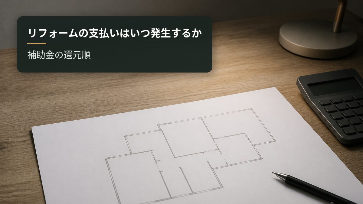 リフォームの支払いはいつ発生するか|補助金の還元順