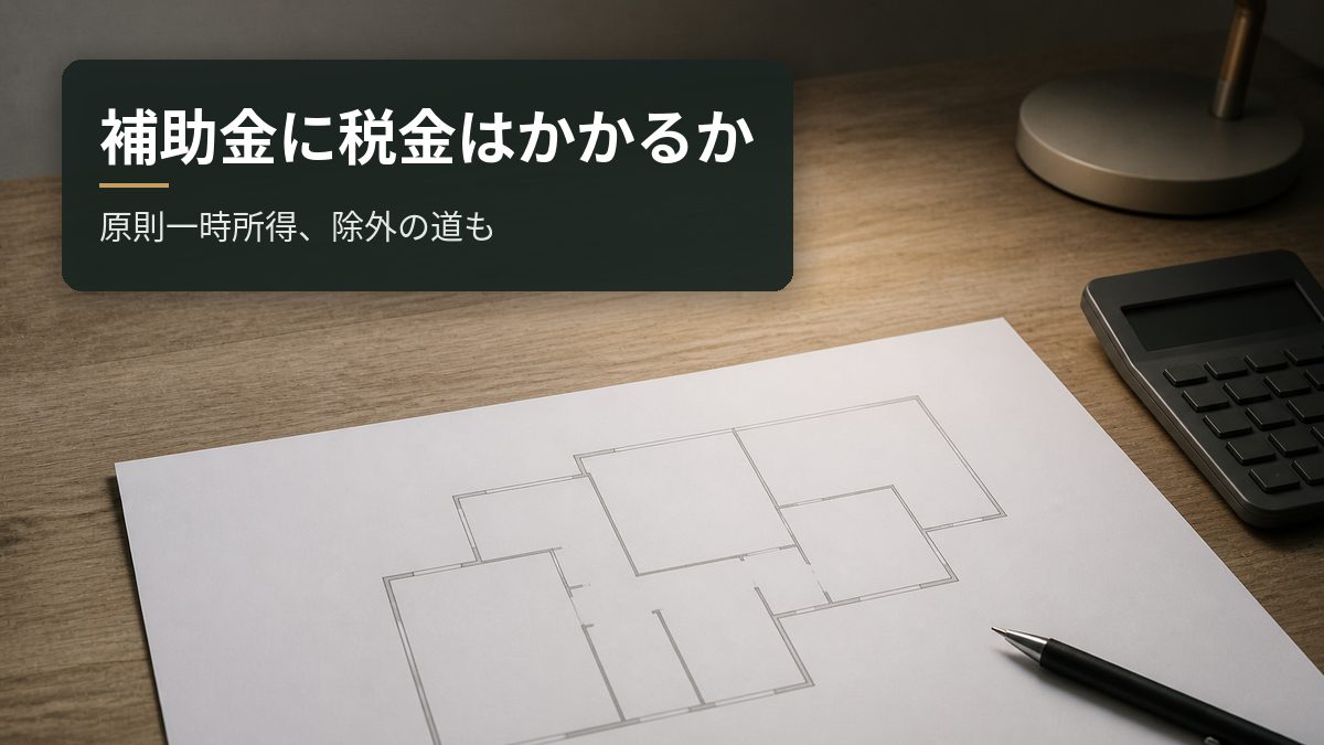 補助金に税金はかかるか｜原則一時所得、除外の道も