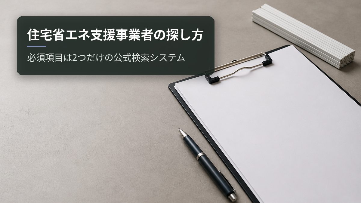 住宅省エネ支援事業者の探し方｜必須項目は2つだけの公式検索システム