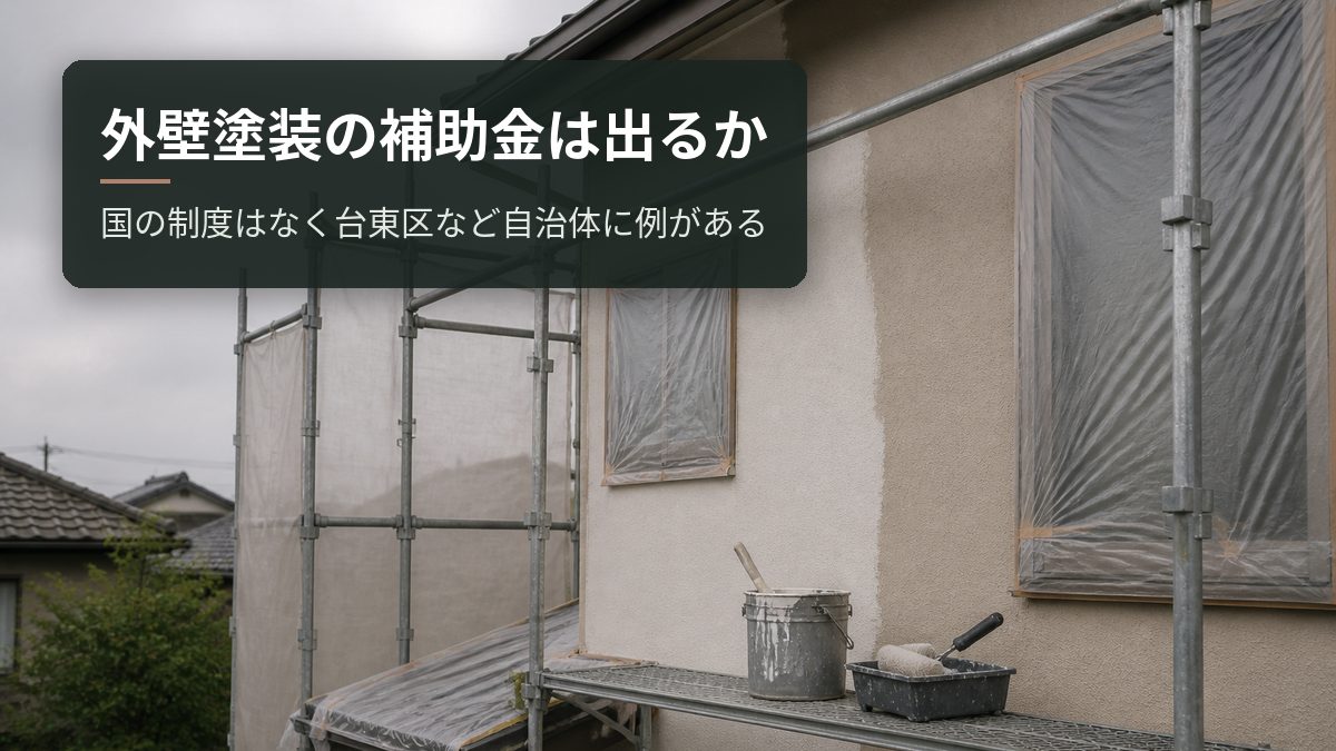 外壁塗装の補助金は出るか|国の制度はなく台東区など自治体に例がある