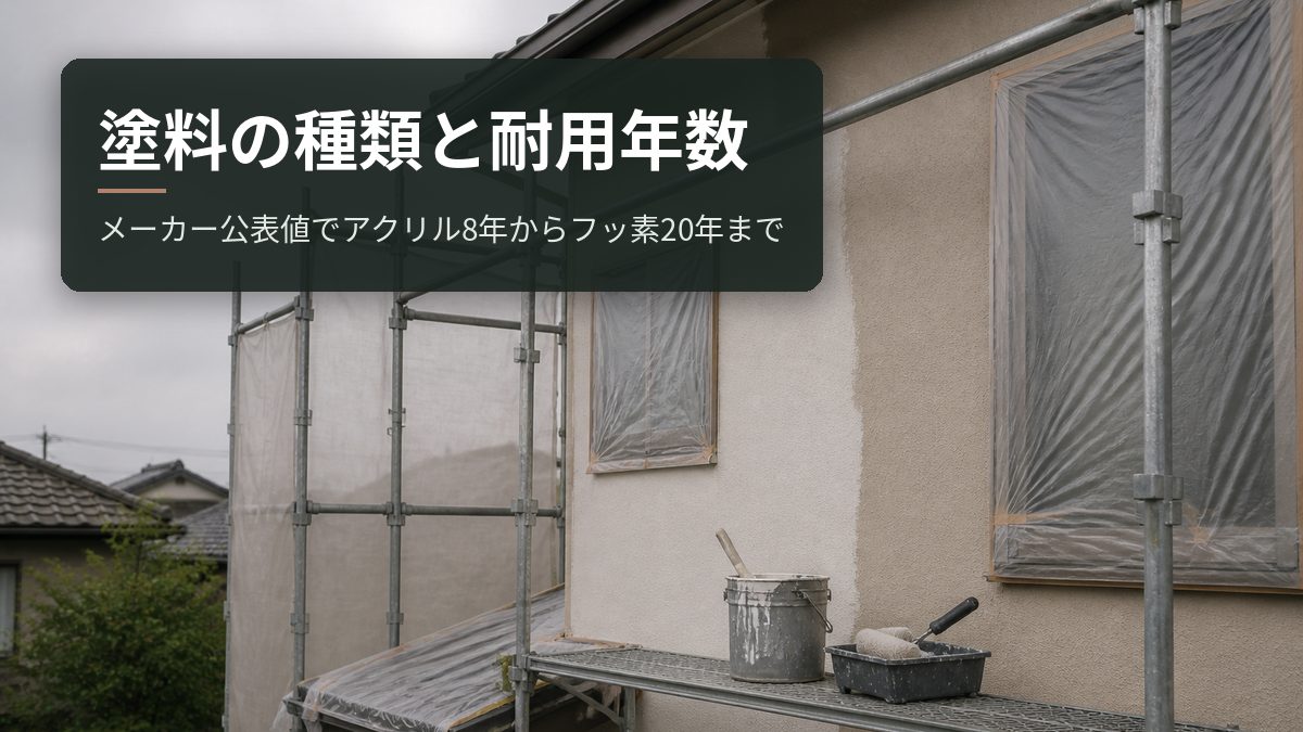 塗料の種類と耐用年数|メーカー公表値でアクリル8年からフッ素20年まで
