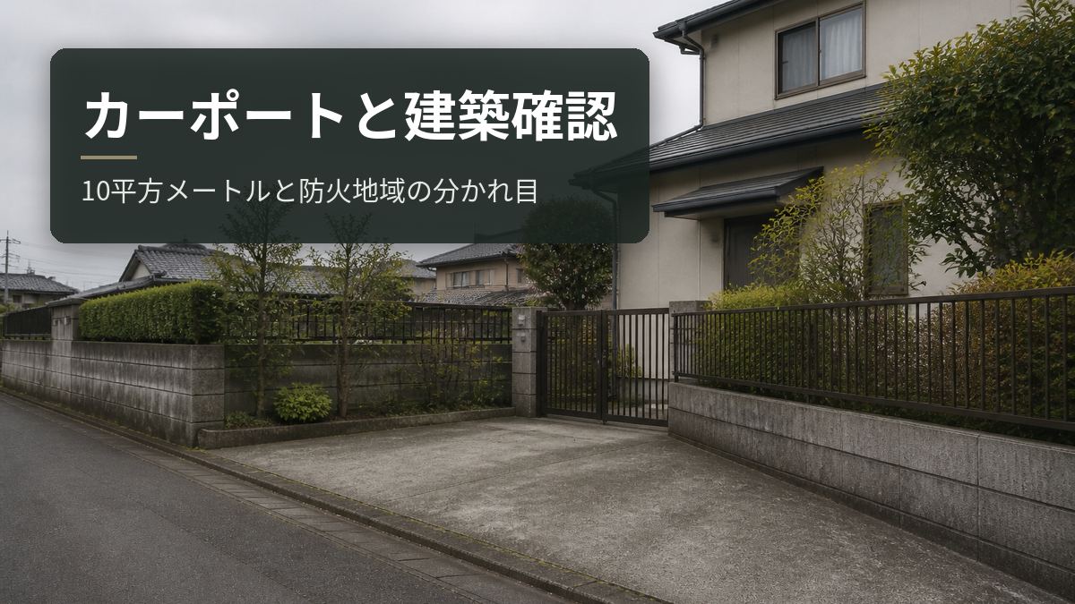 カーポートと建築確認|10平方メートルと防火地域の分かれ目