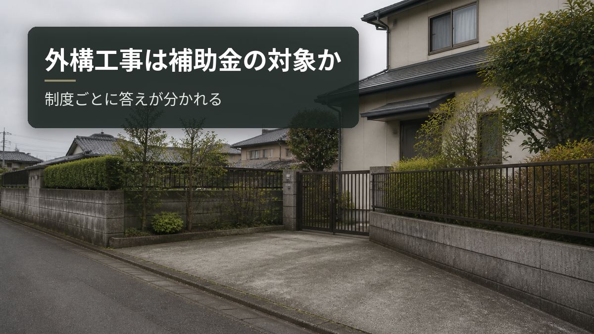外構工事は補助金の対象か｜制度ごとに答えが分かれる
