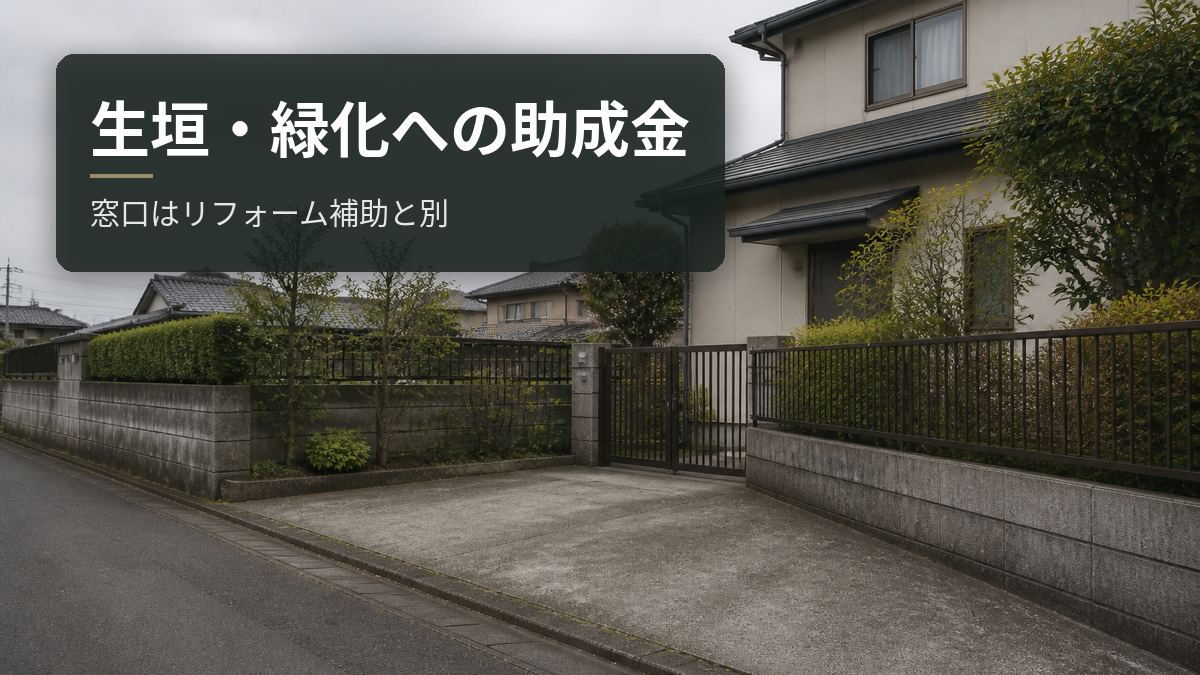 生垣・緑化への助成金｜窓口はリフォーム補助と別