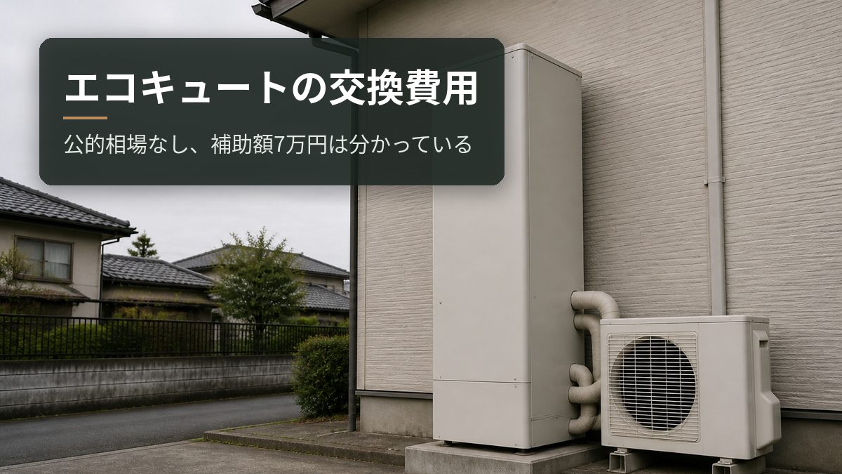 エコキュートの交換費用｜公的相場なし、補助額7万円は分かっている