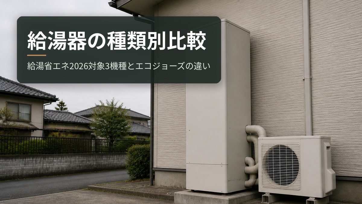 給湯器の種類別比較｜給湯省エネ2026対象3機種とエコジョーズの違い