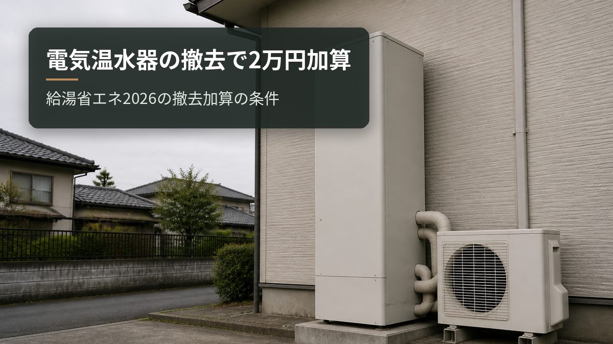 電気温水器の撤去で2万円加算｜給湯省エネ2026の撤去加算の条件