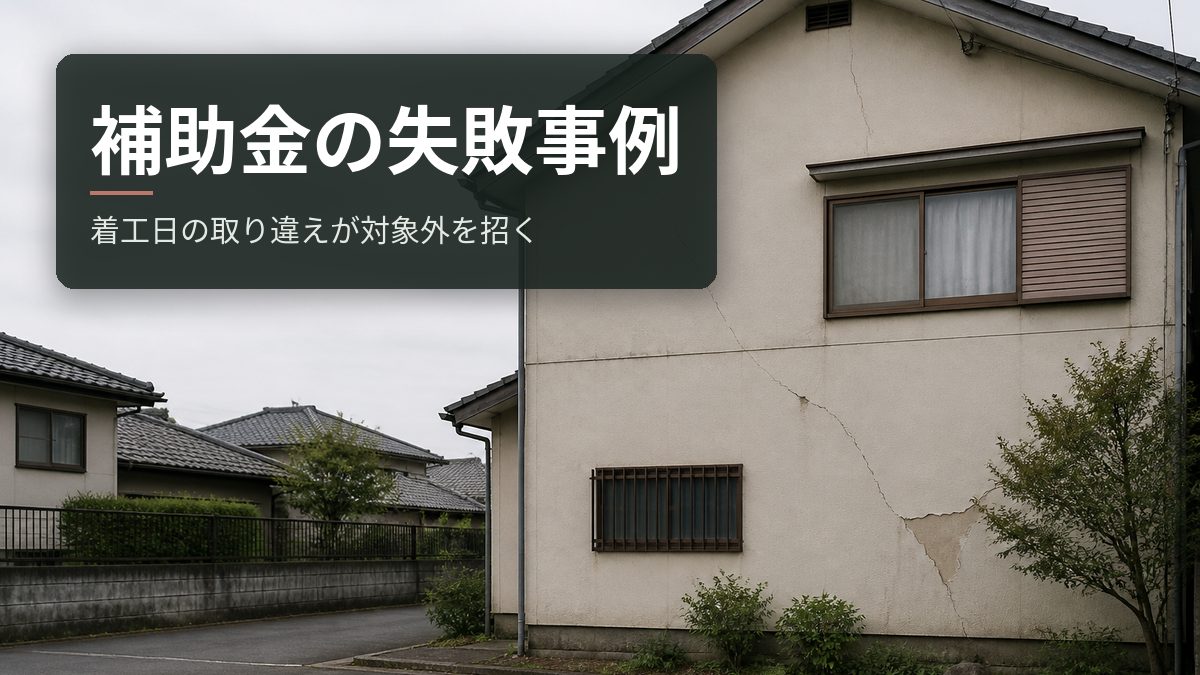 補助金の失敗事例｜着工日の取り違えが対象外を招く