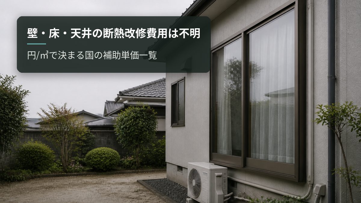 壁・床・天井の断熱改修費用は不明｜円/㎥で決まる国の補助単価一覧