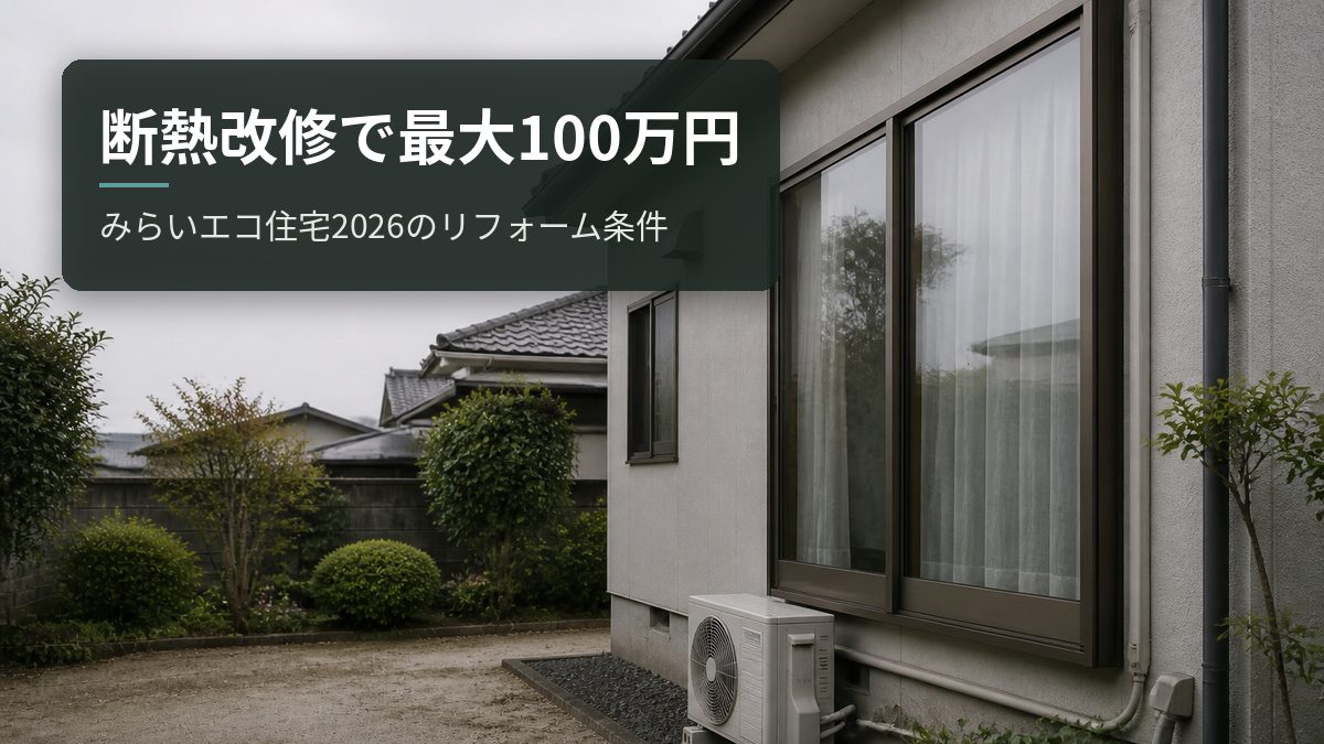 断熱改修で最大100万円｜みらいエコ住宅2026のリフォーム条件