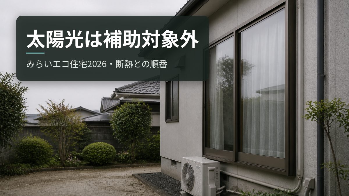みらいエコ住宅2026事業は太陽光が補助対象外｜断熱と太陽光の順番