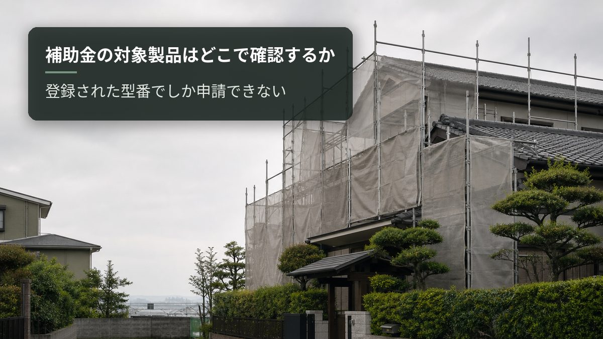 補助金の対象製品はどこで確認するか|登録された型番でしか申請できない