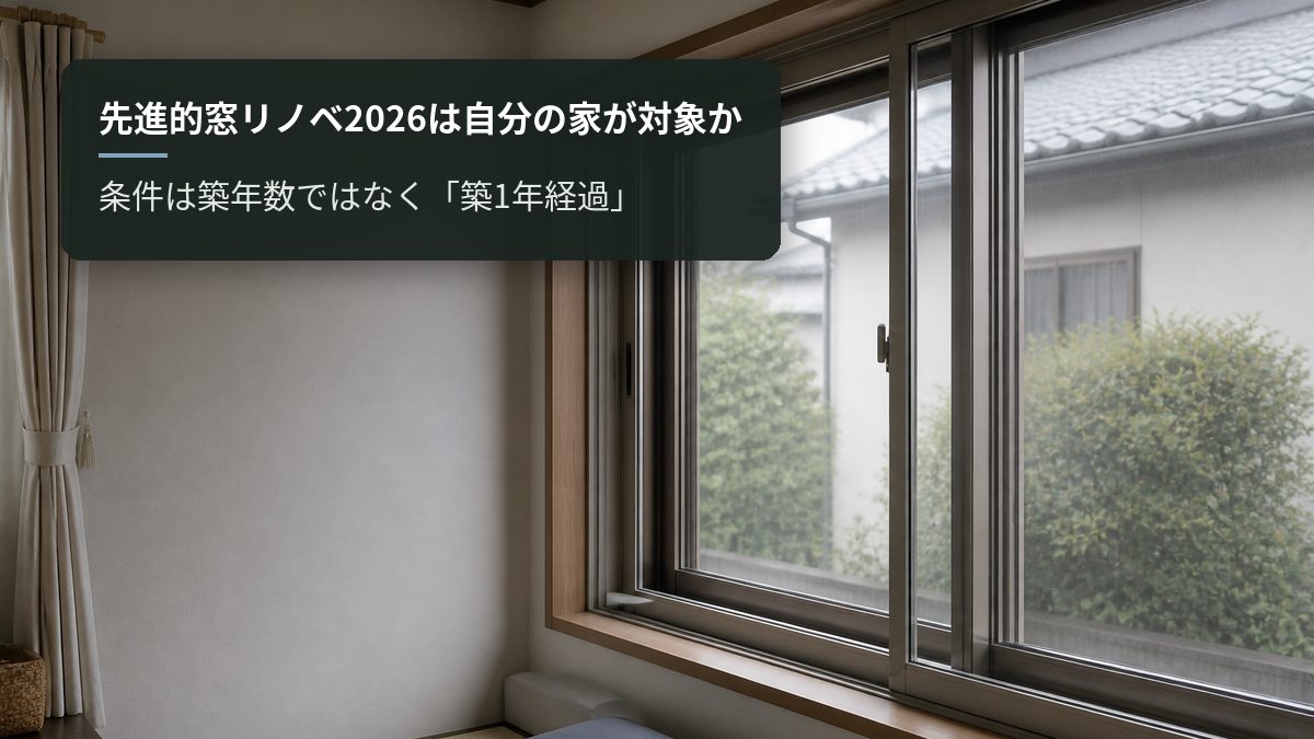 先進的窓リノベ2026は自分の家が対象か|条件は築年数ではなく「築1年経過」