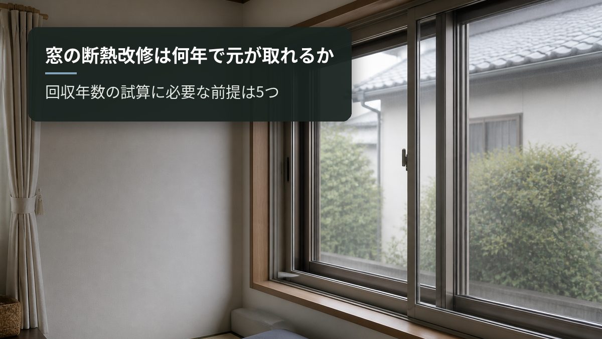 窓の断熱改修は何年で元が取れるか｜回収年数の試算に必要な前提は5つ